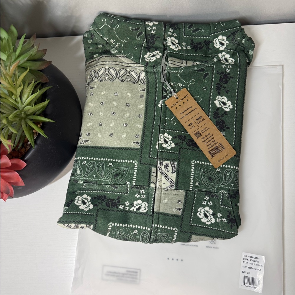 ACTA Essential Zip Up Sage Patchwork L/XL